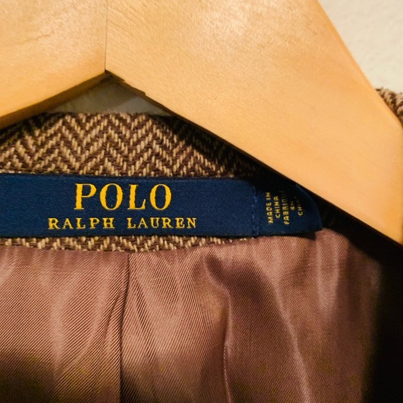 Polo Ralph Lauren Soft Tan Herringbone Tweed Wool, Check Harris Sport Coat 40R - Picture 7 of 9